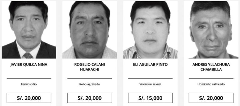 Los más buscados en Puno y San Román