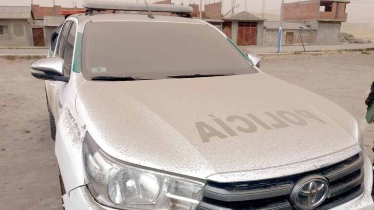 Cenizas de volcán Ubinas cubren pastizales en Puno