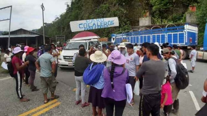 San Gabán: Cocaleros paralizan indefinidamente la carretera interoceánica