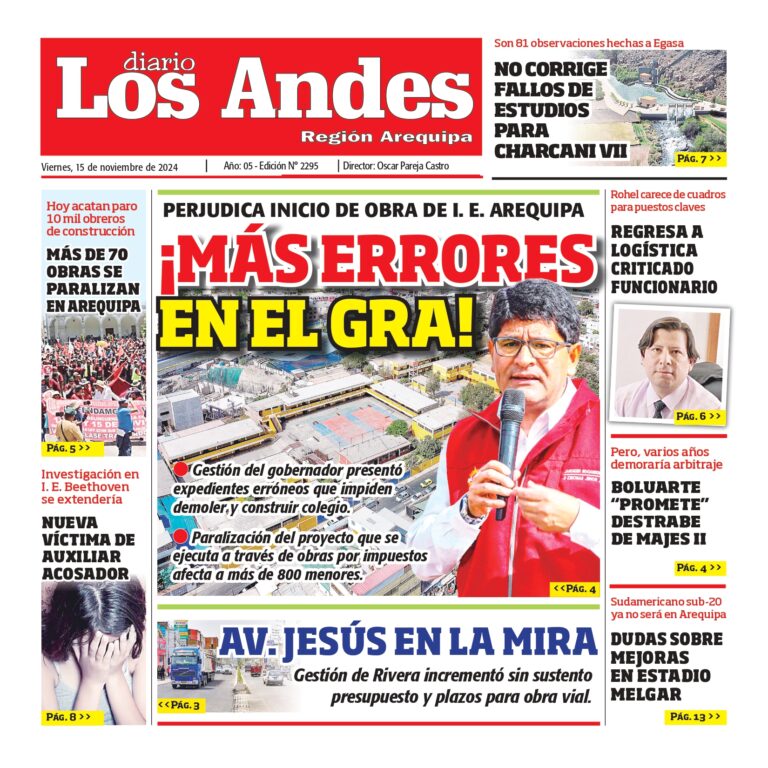 AREQUIPA: Diario los Andes 15/11/2024