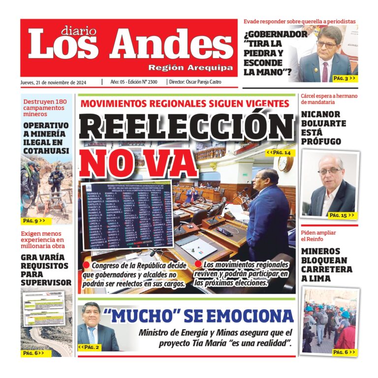AREQUIPA: Diario los Andes 21/11/2024