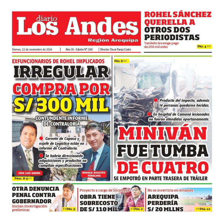 AREQUIPA: Diario los Andes 22/11/2024