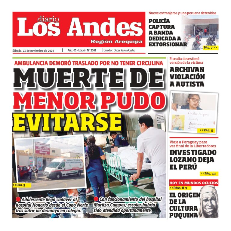 AREQUIPA: Diario los Andes 23/11/2024