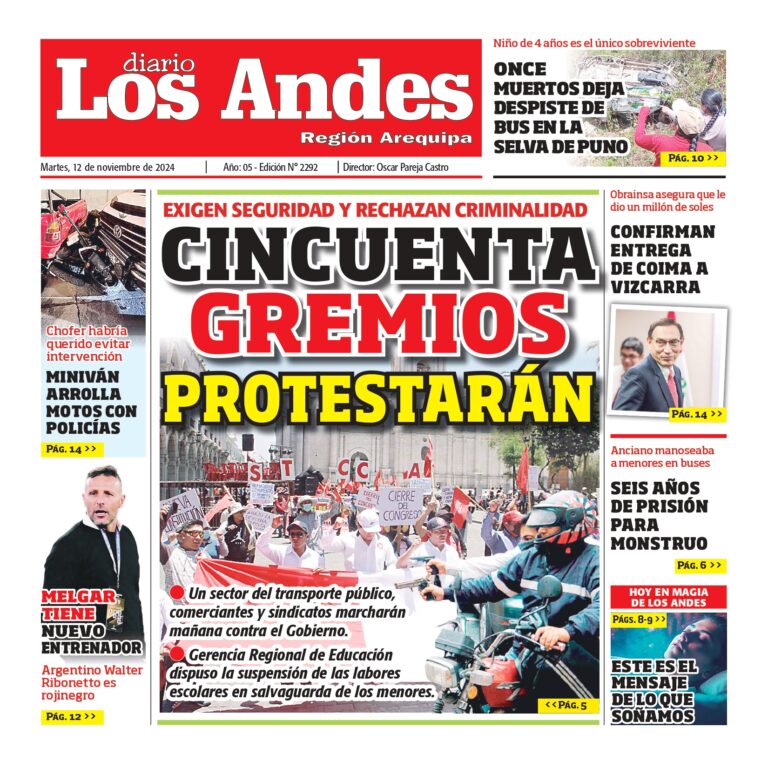 AREQUIPA: Diario los Andes 12/11/2024