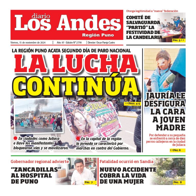 PUNO: Diario los Andes 15/11/2024