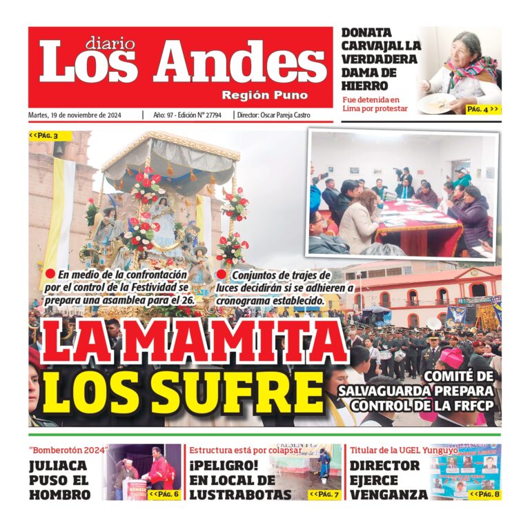 PUNO: Diario los Andes 19/11/2024