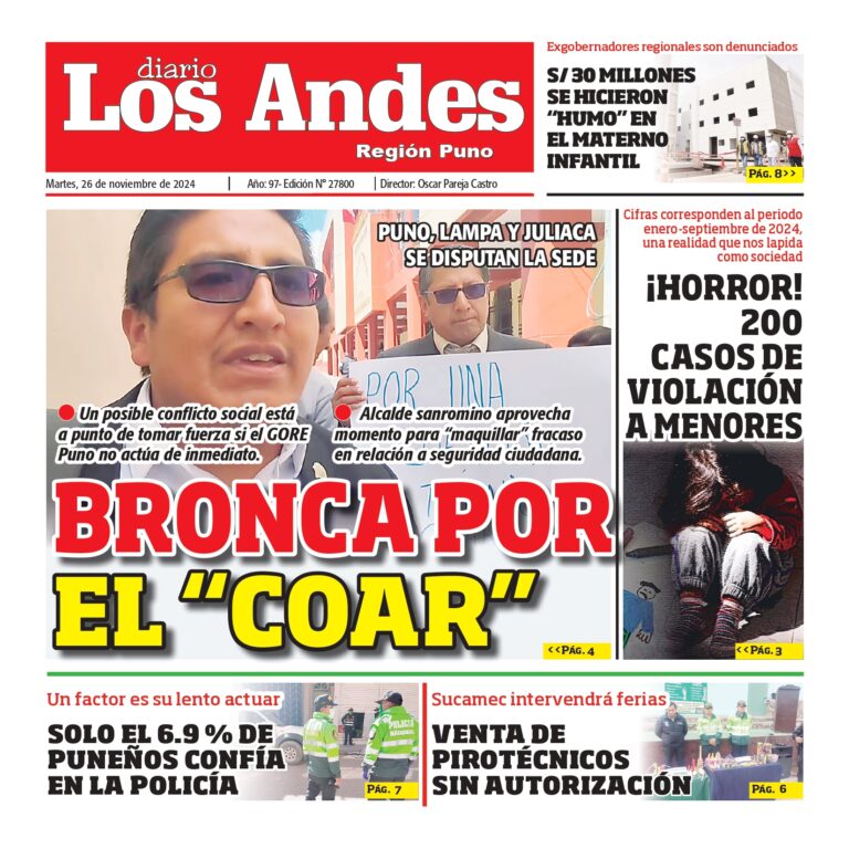 PUNO: Diario los Andes 26/11/2024