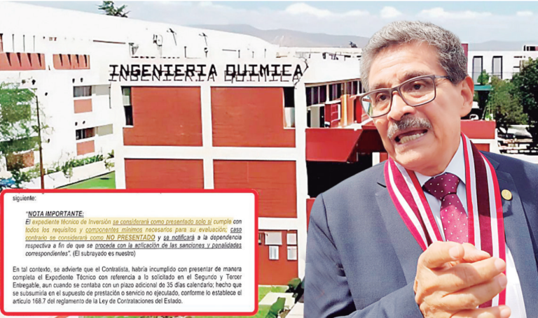 UNSA recibió expediente técnico incompleto y sin documentación