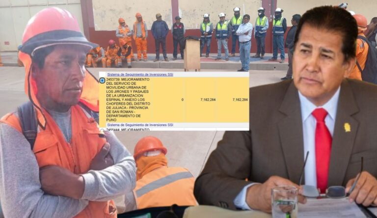 Obra por contrata de la municipalidad de San Román con impagos a obreros y pésimo avance físico