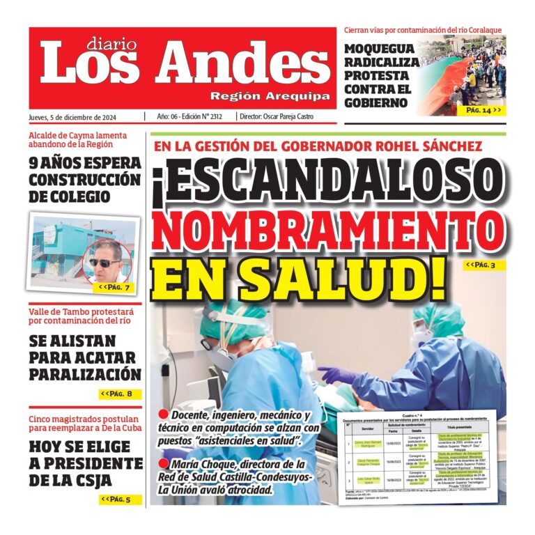 AREQUIPA: Diario los Andes 05/12/2024