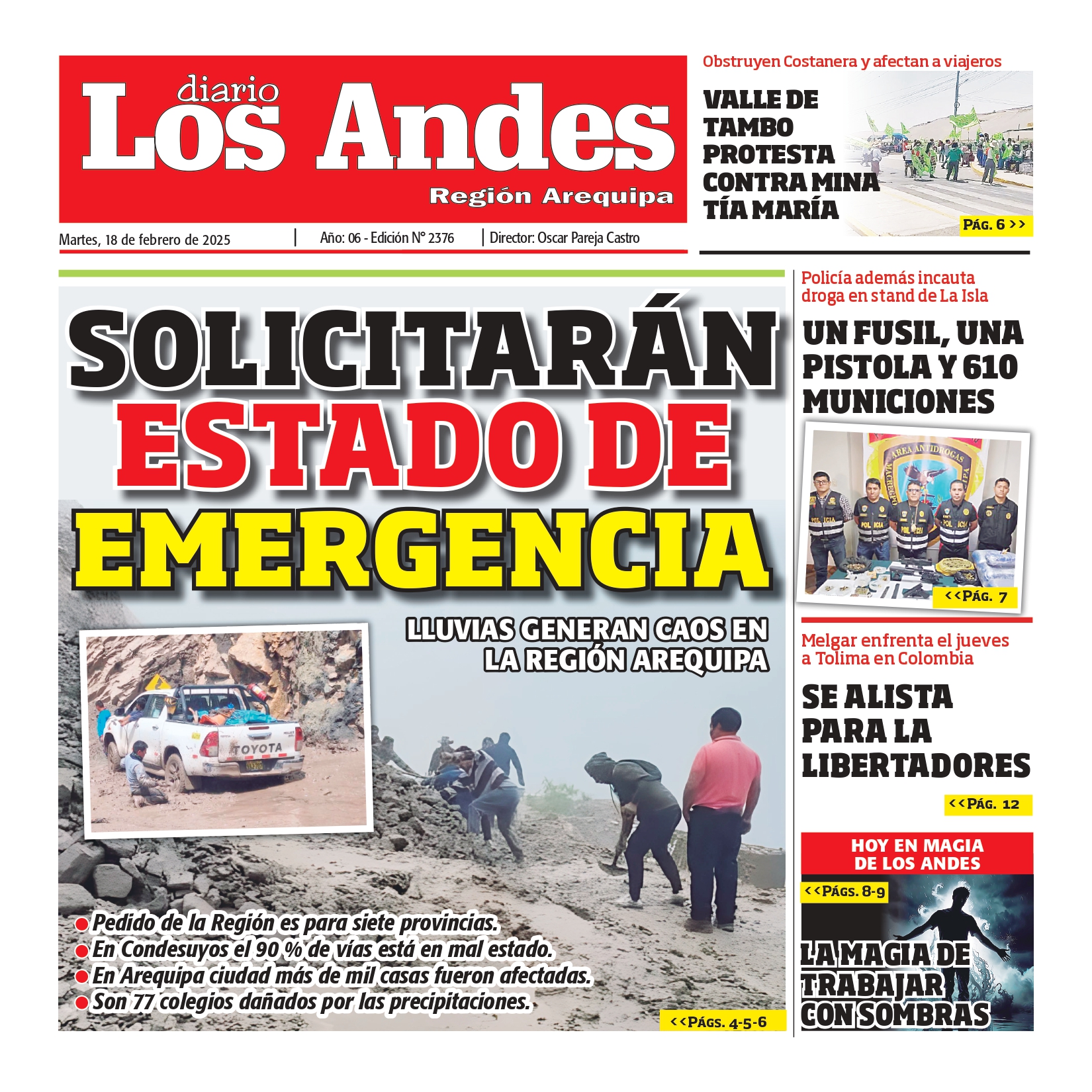 AREQUIPA : Diario los Andes 18/02/2025 - Diario los Andes