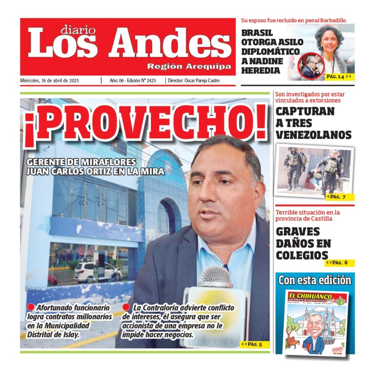 AREQUIPA: Diario los Andes 16/04/2025