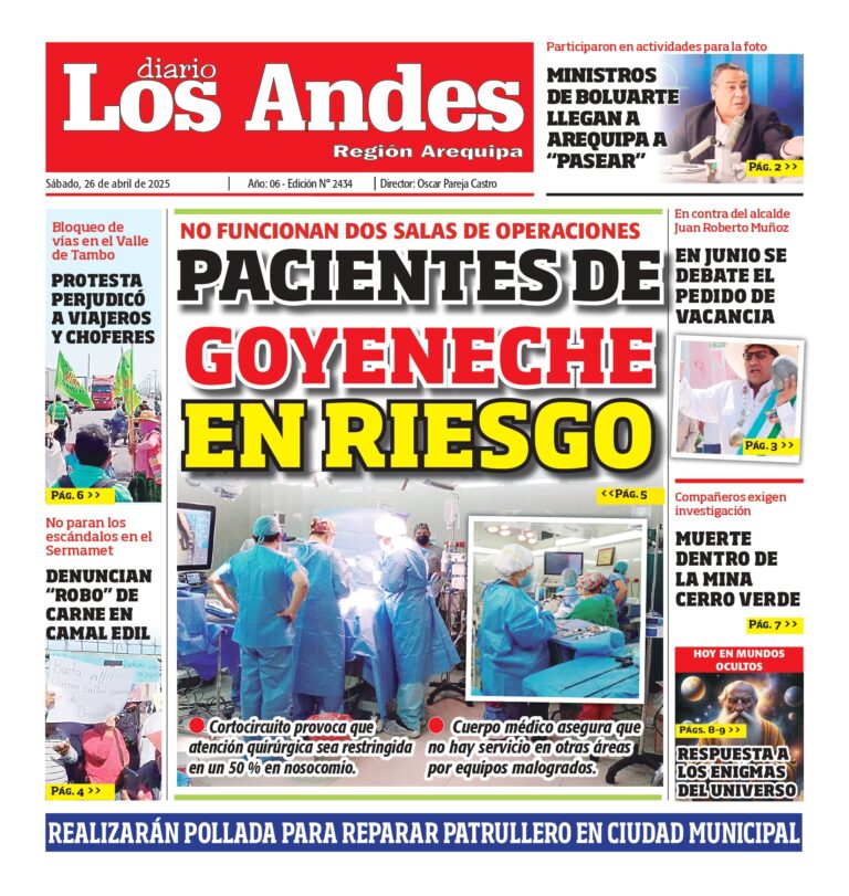 AREQUIPA: Diario los Andes 26/04/2025