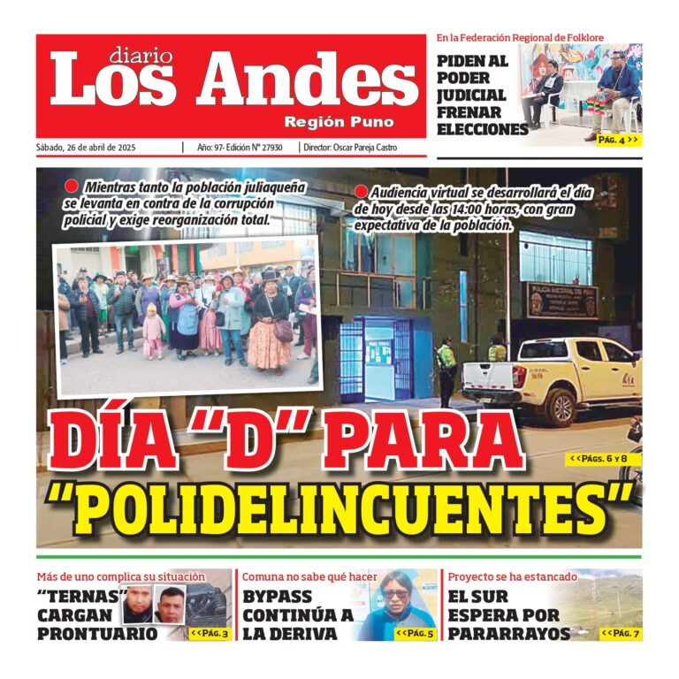 PUNO: Diario los Andes 26/04/2025