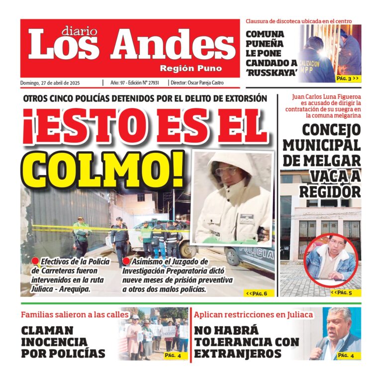 PUNO: Diario los Andes 27/04/2025