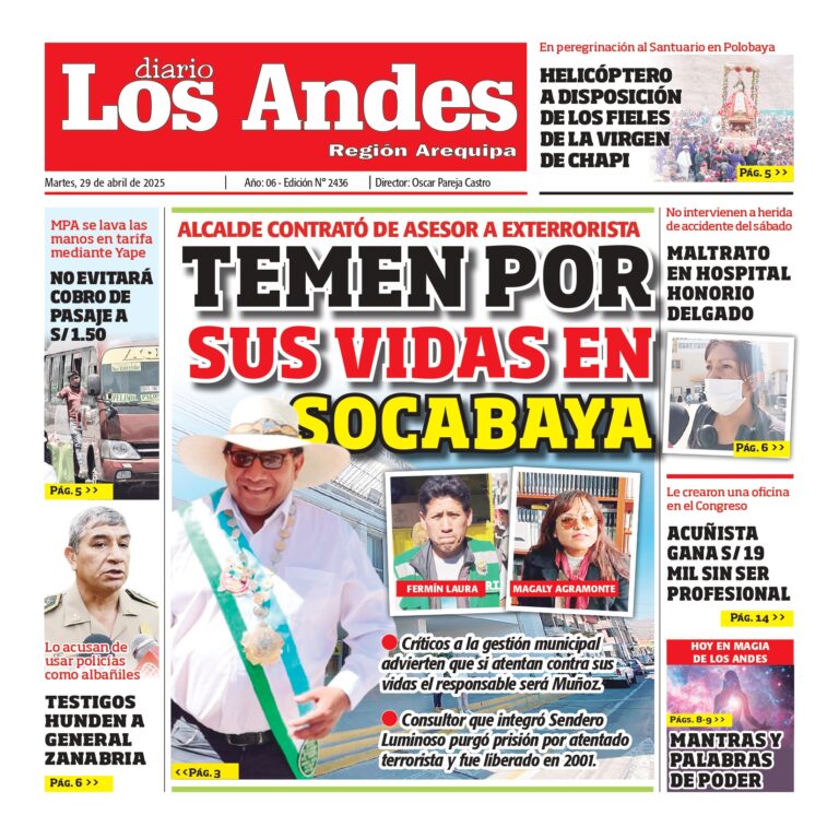 AREQUIPA: Diario los Andes 29/04/2025