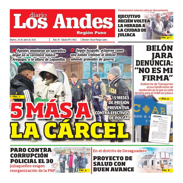 PUNO: Diario los Andes 29/04/2025