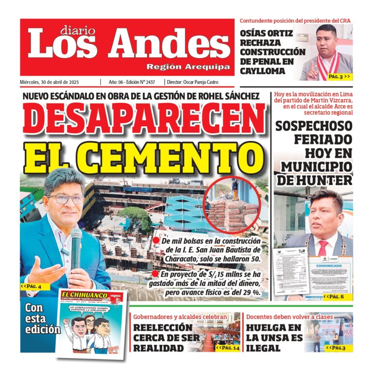 AREQUIPA: Diario los Andes 30/04/2025