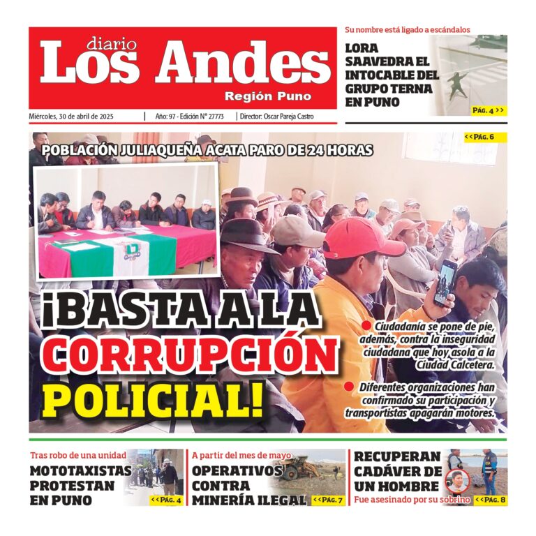 PUNO: Diario los Andes 30/04/2025