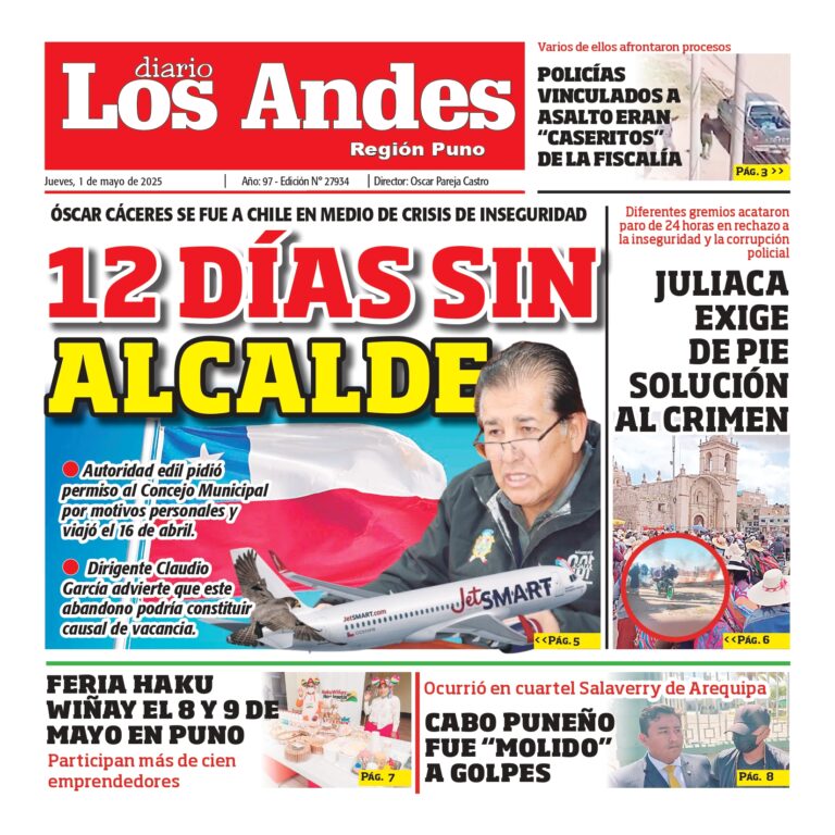 PUNO: Diario los Andes 01/05/2025