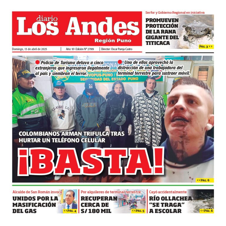 PUNO: Diario los Andes 13/04/2025