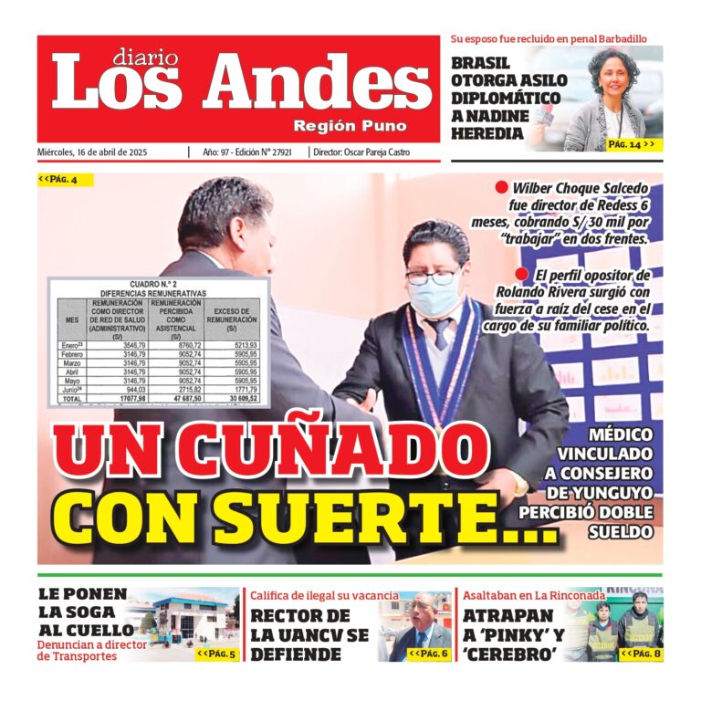 PUNO: Diario los Andes 16/04/2025
