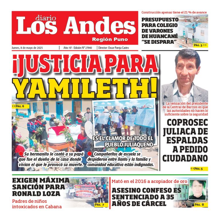PUNO: Diario los Andes 08/05/2025