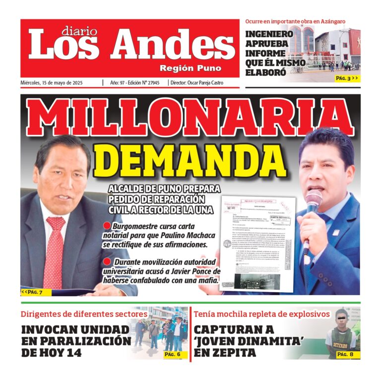 PUNO: Diario los Andes 14/05/2025