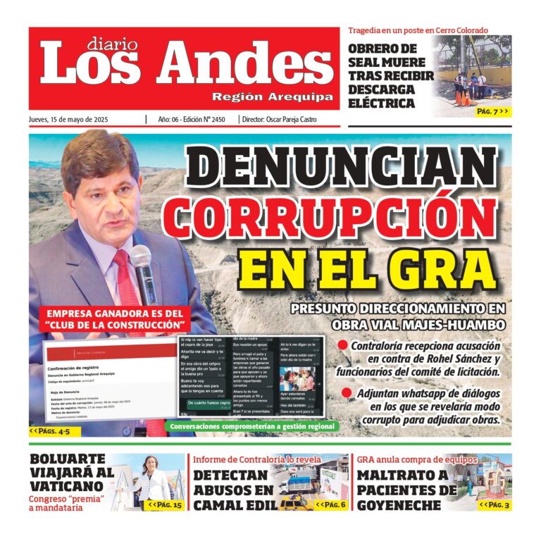 AREQUIPA: Diario los Andes 15/05/2025