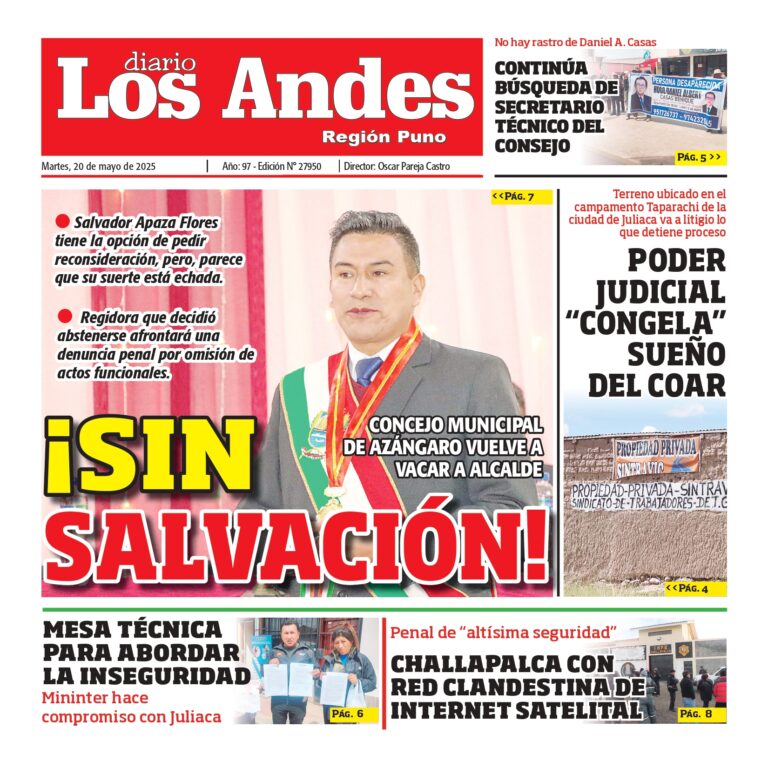 PUNO: Diario los Andes 20/05/2025