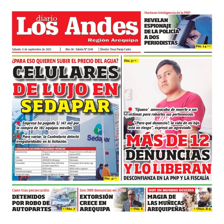 AREQUIPA: Diario Los Andes 06/09/2025