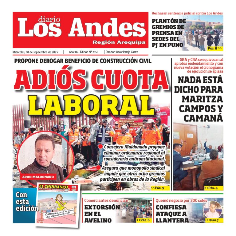 AREQUIPA: Diario Los Andes 10/09/2025