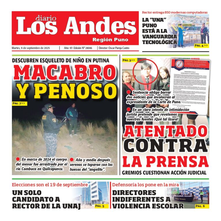 PUNO: Diario Los Andes 09/09/2025