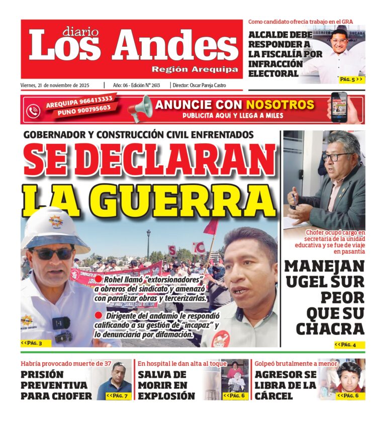 AREQUIPA: Diario Los Andes 21/11/2025