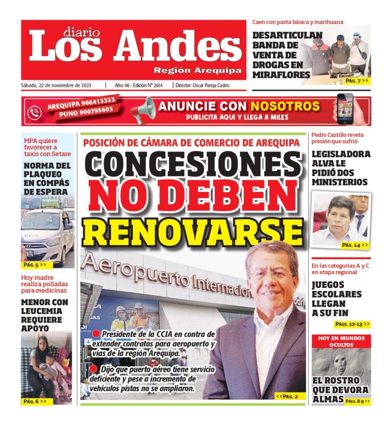 AREQUIPA: Diario Los Andes 22/11/2025