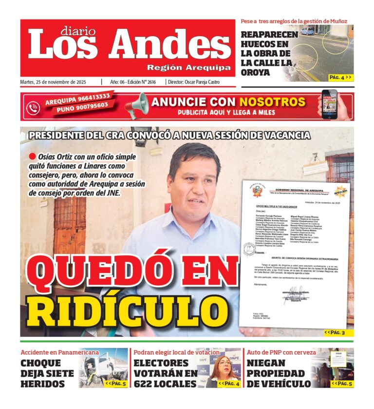 AREQUIPA: Diario Los Andes 25/11/2025