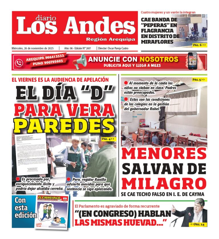 AREQUIPA: Diario Los Andes 26/11/2025