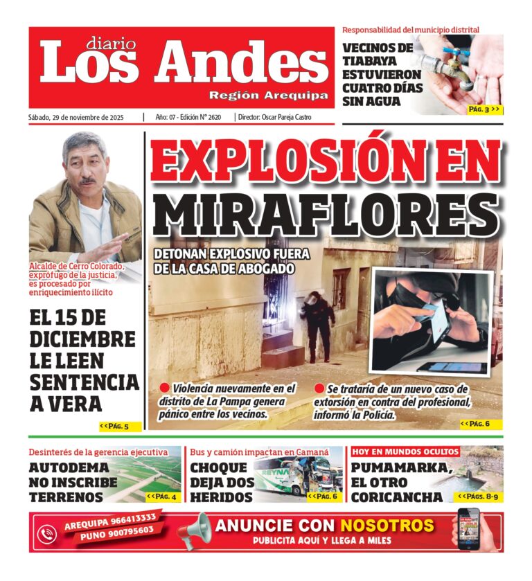 AREQUIPA: Diario Los Andes 29/11/2025