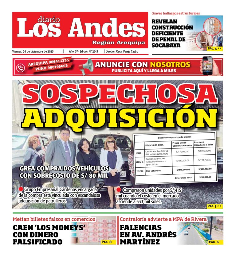 AREQUIPA: Diario Los Andes 26/12/2025