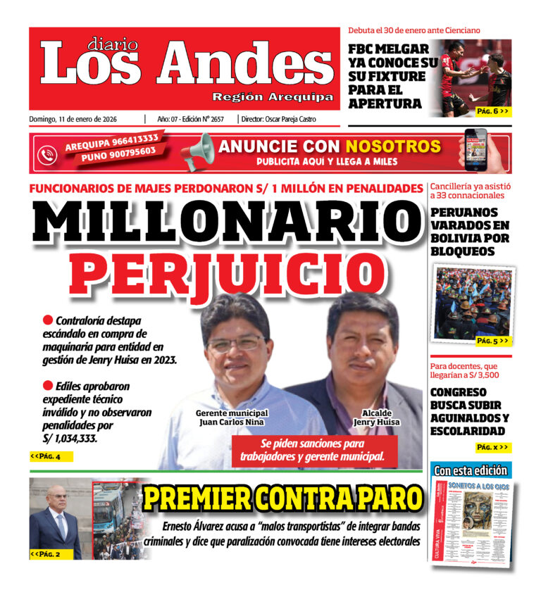 AREQUIPA: Diario Los Andes 11/01/2026