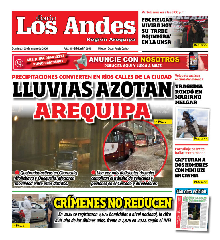 AREQUIPA: Diario Los Andes 25/01/2026