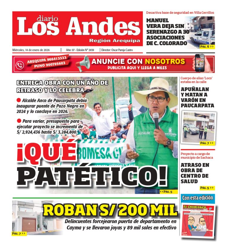 AREQUIPA: Diario Los Andes 14/01/2026