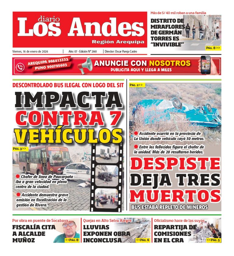 AREQUIPA: Diario Los Andes 16/01/2026