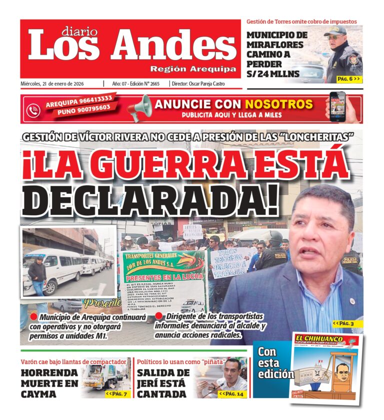 AREQUIPA: Diario Los Andes 21/01/2026