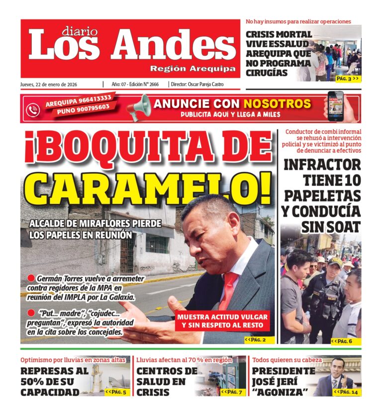 AREQUIPA: Diario Los Andes 22/01/2026