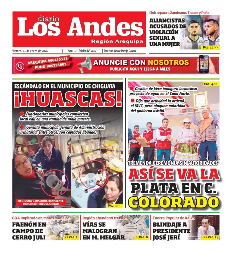 AREQUIPA: Diario Los Andes 23/01/2026