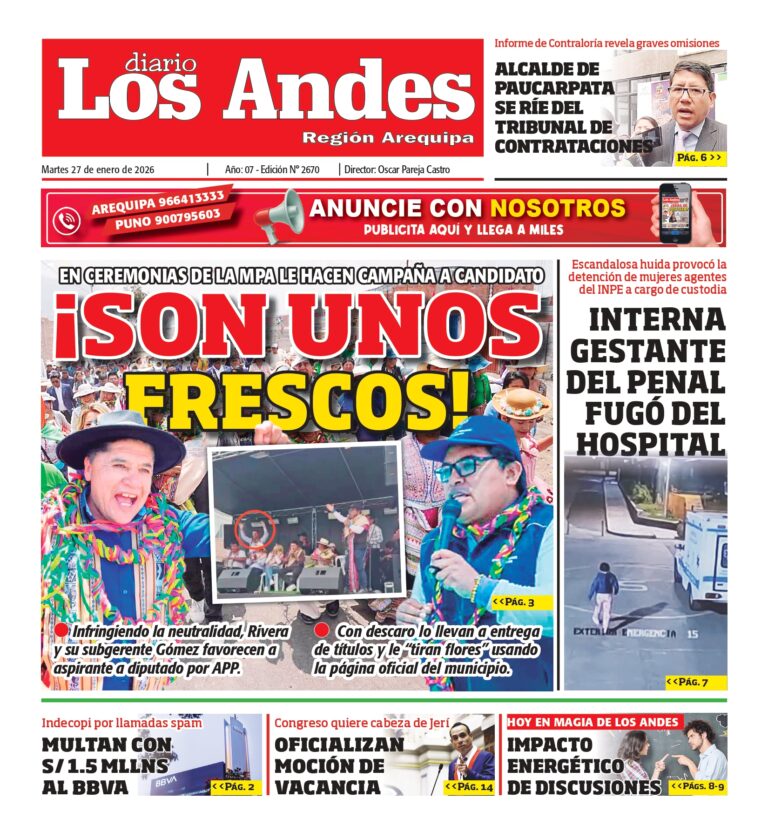 AREQUIPA: Diario Los Andes 27/01/2026