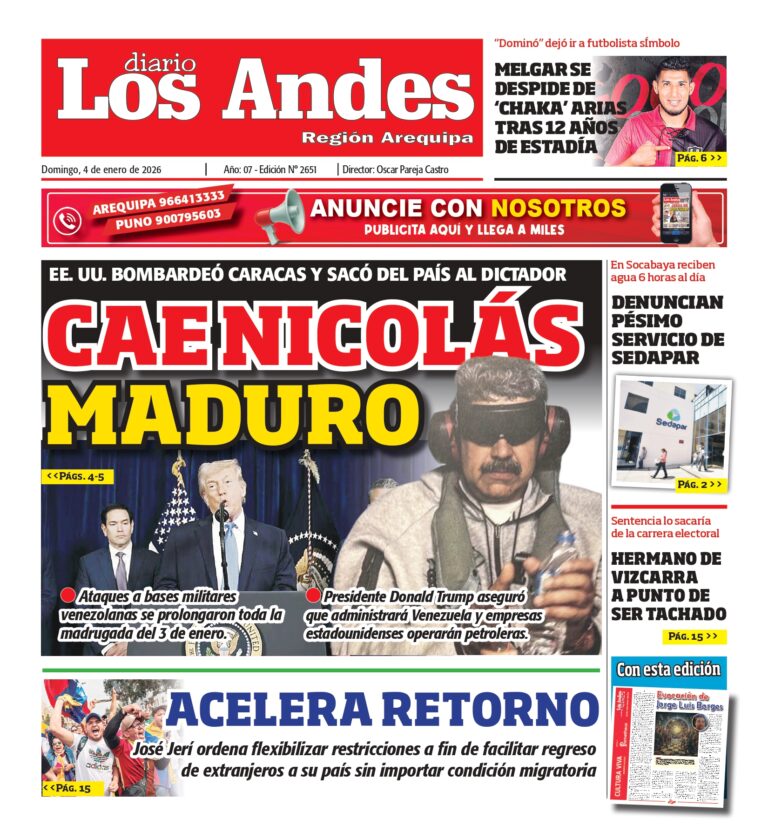 AREQUIPA: Diario Los Andes 04/01/2026