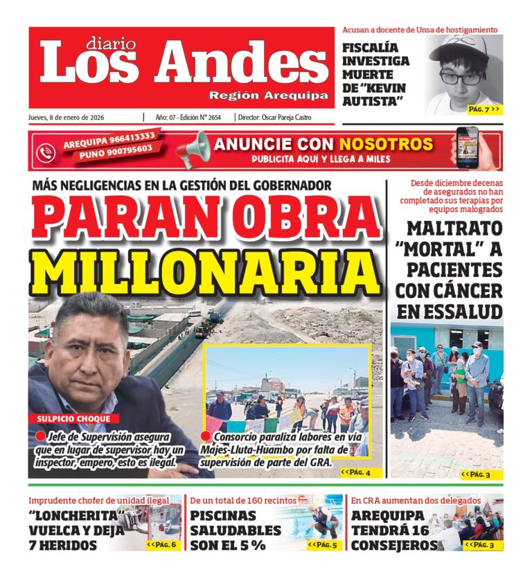 AREQUIPA: Diario Los Andes 08/01/2026