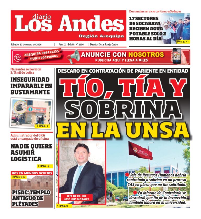 AREQUIPA: Diario Los Andes 10/01/2026